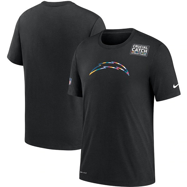 Men's Los Angeles Chargers Black NFL 2020 Sideline Crucial Catch Performance T-Shirt